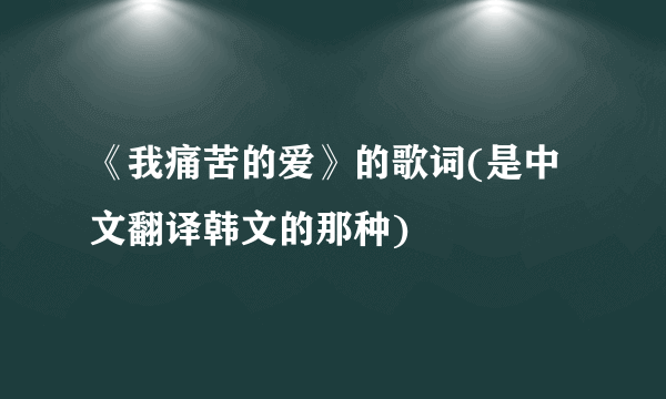 《我痛苦的爱》的歌词(是中文翻译韩文的那种)