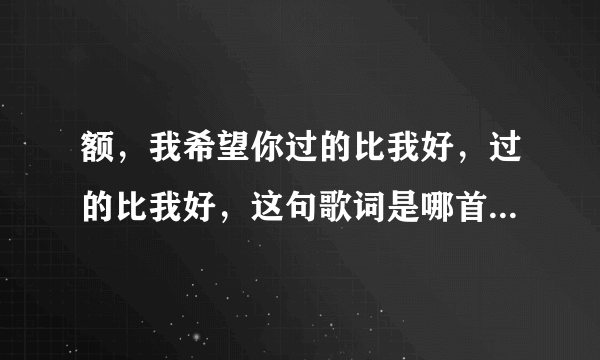 额，我希望你过的比我好，过的比我好，这句歌词是哪首歌啊？？？