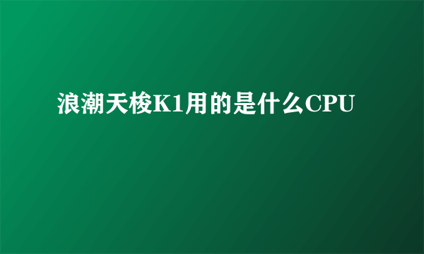 浪潮天梭K1用的是什么CPU