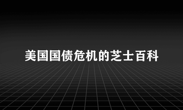 美国国债危机的芝士百科