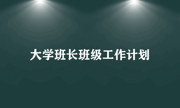 大学班长班级工作计划