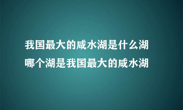 我国最大的咸水湖是什么湖 哪个湖是我国最大的咸水湖