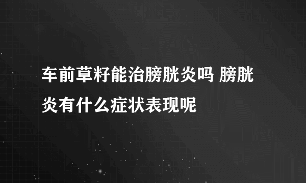 车前草籽能治膀胱炎吗 膀胱炎有什么症状表现呢