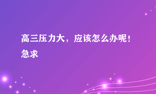 高三压力大，应该怎么办呢！急求