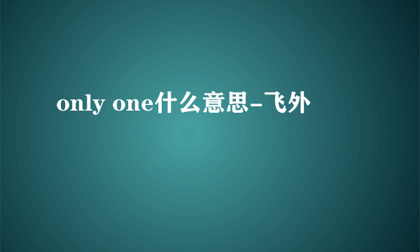 only one什么意思-飞外