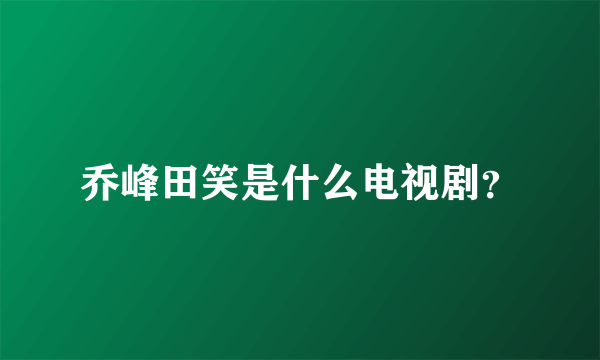 乔峰田笑是什么电视剧？