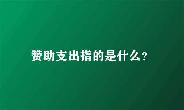 赞助支出指的是什么？