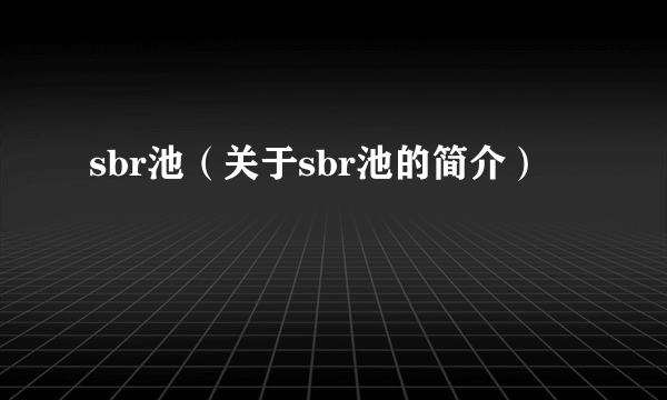 sbr池（关于sbr池的简介）