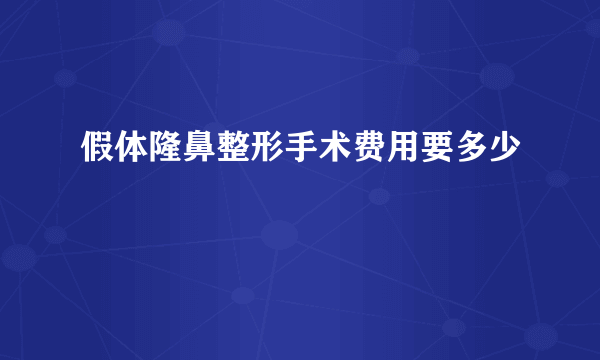 假体隆鼻整形手术费用要多少