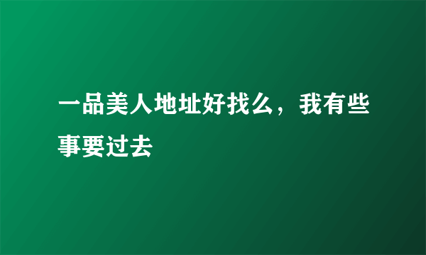 一品美人地址好找么，我有些事要过去