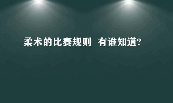 柔术的比赛规则  有谁知道?