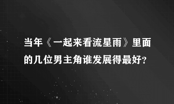 当年《一起来看流星雨》里面的几位男主角谁发展得最好？