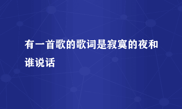 有一首歌的歌词是寂寞的夜和谁说话