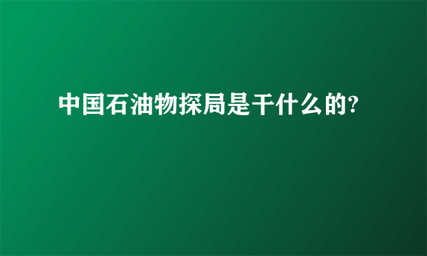 中国石油物探局是干什么的?