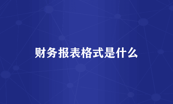 财务报表格式是什么