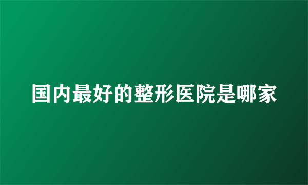 国内最好的整形医院是哪家