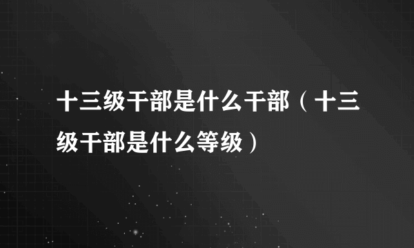 十三级干部是什么干部（十三级干部是什么等级）