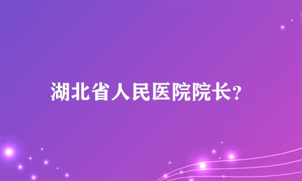 湖北省人民医院院长？