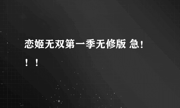 恋姬无双第一季无修版 急！！！