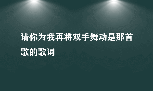 请你为我再将双手舞动是那首歌的歌词