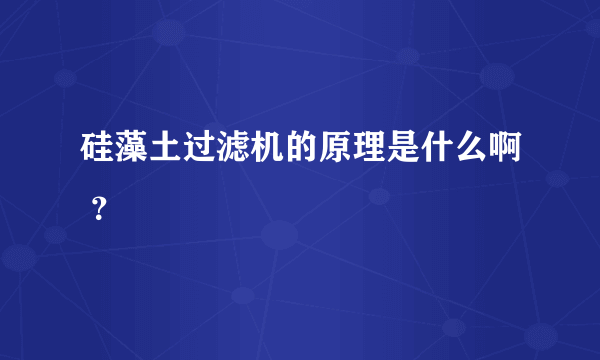 硅藻土过滤机的原理是什么啊 ？