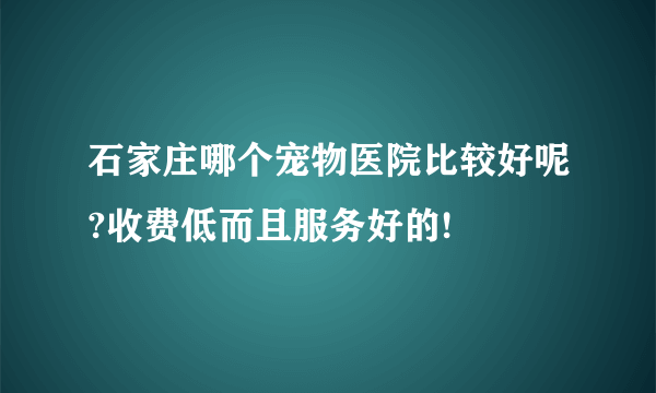 石家庄哪个宠物医院比较好呢?收费低而且服务好的!