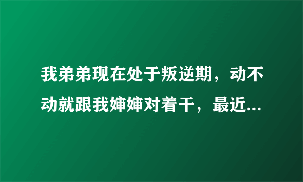 我弟弟现在处于叛逆期，动不动就跟我婶婶对着干，最近...