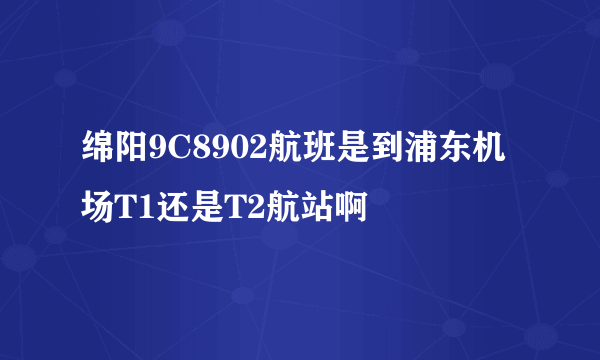 绵阳9C8902航班是到浦东机场T1还是T2航站啊