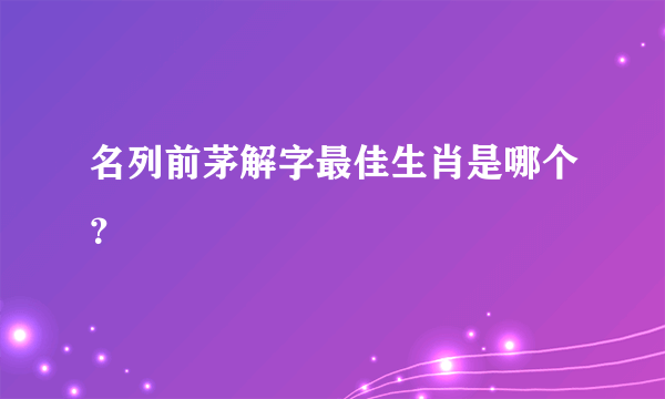 名列前茅解字最佳生肖是哪个？