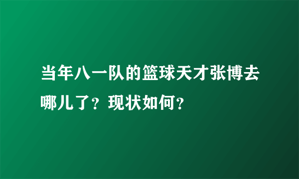 当年八一队的篮球天才张博去哪儿了？现状如何？