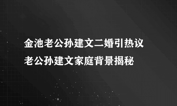 金池老公孙建文二婚引热议   老公孙建文家庭背景揭秘