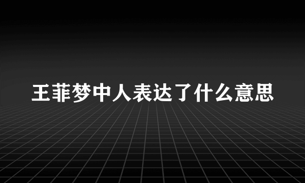 王菲梦中人表达了什么意思