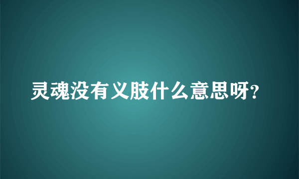 灵魂没有义肢什么意思呀？