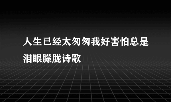 人生已经太匆匆我好害怕总是泪眼朦胧诗歌