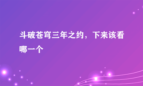 斗破苍穹三年之约，下来该看哪一个