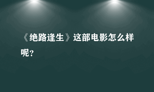 《绝路逢生》这部电影怎么样呢？