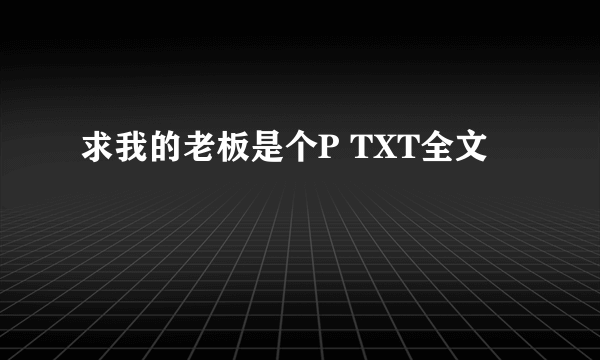 求我的老板是个P TXT全文