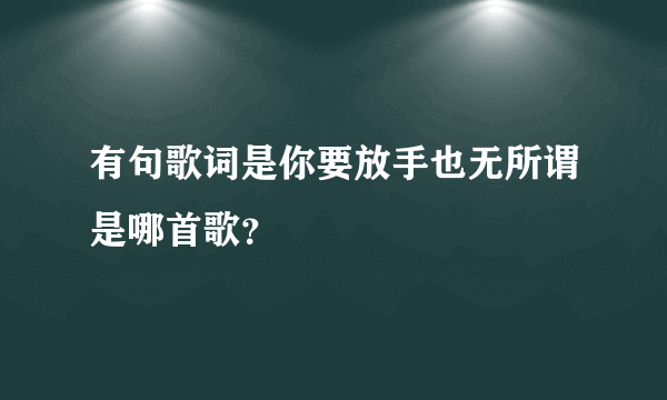 有句歌词是你要放手也无所谓是哪首歌？