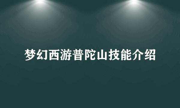 梦幻西游普陀山技能介绍