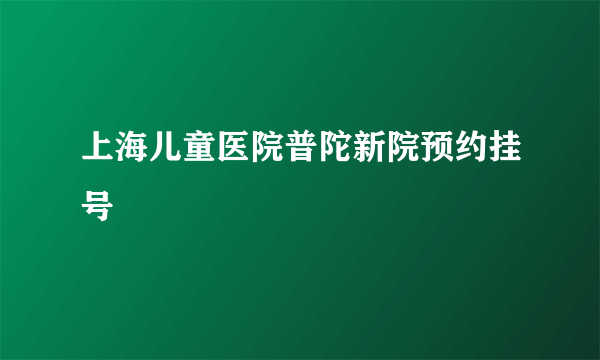 上海儿童医院普陀新院预约挂号