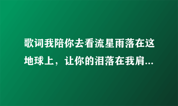 歌词我陪你去看流星雨落在这地球上，让你的泪落在我肩膀是那首歌里的