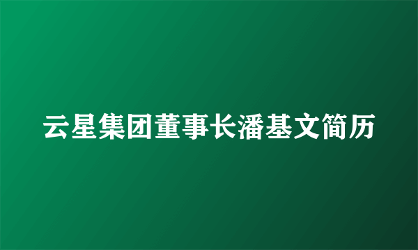 云星集团董事长潘基文简历