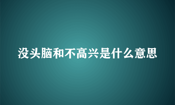 没头脑和不高兴是什么意思