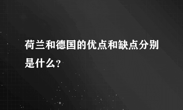 荷兰和德国的优点和缺点分别是什么？