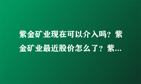 紫金矿业现在可以介入吗？紫金矿业最近股价怎么了？紫金矿业千股千评散户？