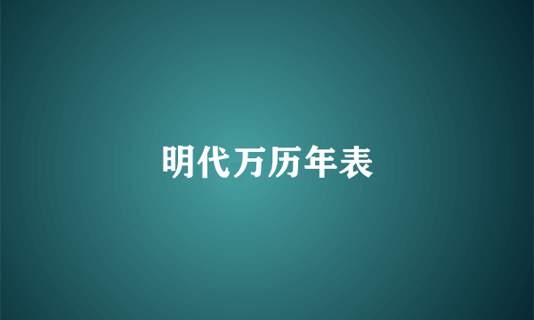 明代万历年表