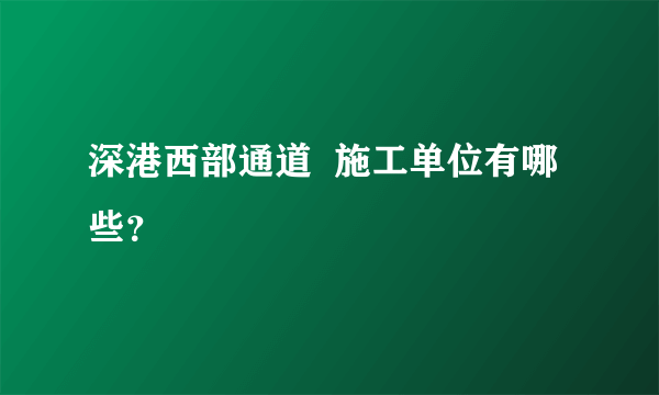 深港西部通道  施工单位有哪些？