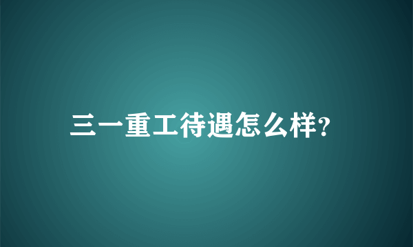 三一重工待遇怎么样？