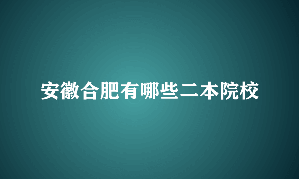 安徽合肥有哪些二本院校