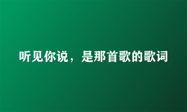 听见你说，是那首歌的歌词